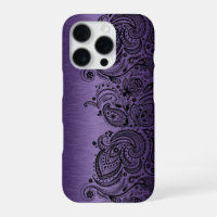 Metallic Purple With Black Paisley Lace