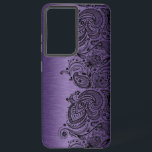 Metallic Purple With Black Paisley Lace Samsung Ga Galaxy Case<br><div class="desc">Image of a metallic purple background with a black floral paisley accent.</div>