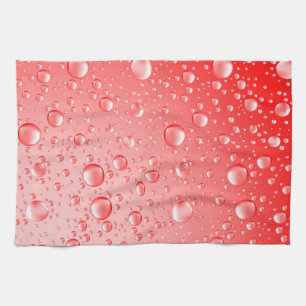 Metallic Red Abstract Rain Drops Tea Towel