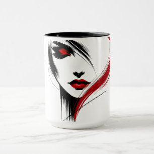 Metallic Red Accent Woman Mug
