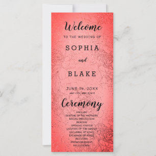 Metallic Red and Floral Wedding Program