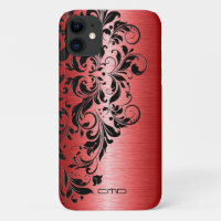 Metallic red brushed aluminium black Lace