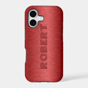 Metallic Red Brushed Aluminium Look