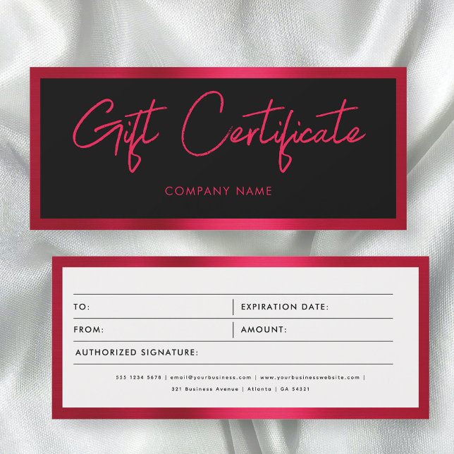 Metallic Red Business Gift Certificate Voucher (Metallic Red Business Gift Certificate Voucher)