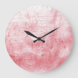 Metallic Red Canvas: Brushstroke Elegance. Large Clock