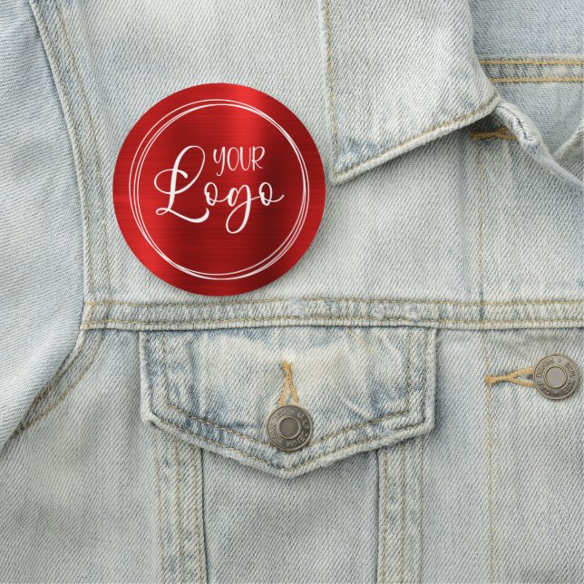 Metallic Red Circular Logo Name Tag (In Situ)