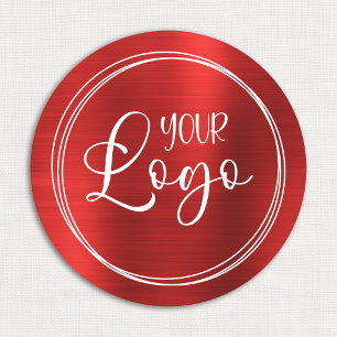 Metallic Red Circular Logo Name Tag