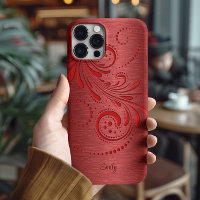 Metallic Red Girly  Red Swirl