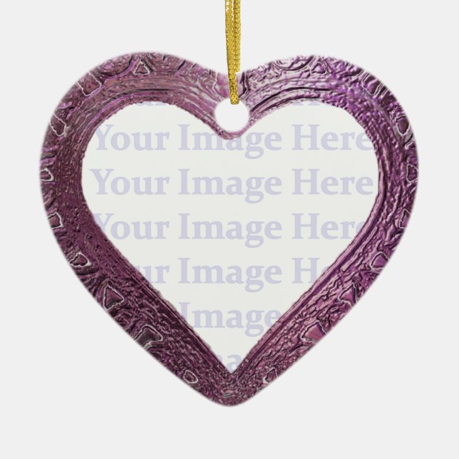 Metallic Red  Heart Frame Ceramic Tree Decoration (Front)