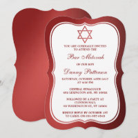 Metallic Red Jewish Star Of David Bar Mitzvah