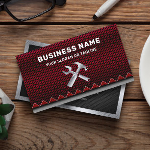 Metallic Red Mesh Handyman Auto Repair Mechanic Business Card