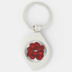 Metallic Red Poppy Key Ring