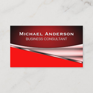 Metallic Red Silver Abstract Business Card