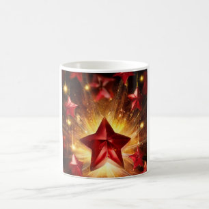 Metallic Red Stars With Bust Of Golden Energy Coffee Mug