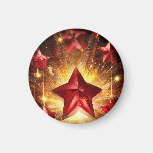 Metallic Red Stars With Bust Of Golden Energy  Magnet