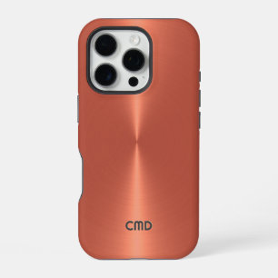 Metallic Red Texture Stainless Steel Look iPhone 16 Pro Case