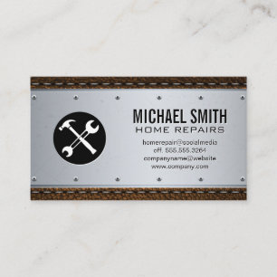 Metallic Rivets Leather Stitched Business Card