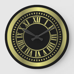 Metallic Roman Numerals Clock Face - Yellow