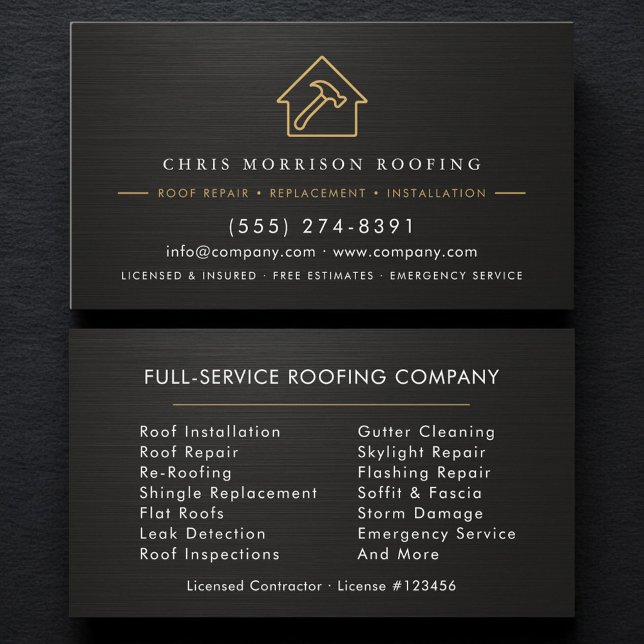 Metallic Roofing Roofer Professional Services  Business Card (Creator Uploaded)