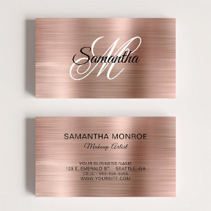 Metallic Rose Gold Fancy Monogram Business Card