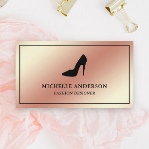 Metallic Rose Gold Foil High Heels Stilettos Business Card