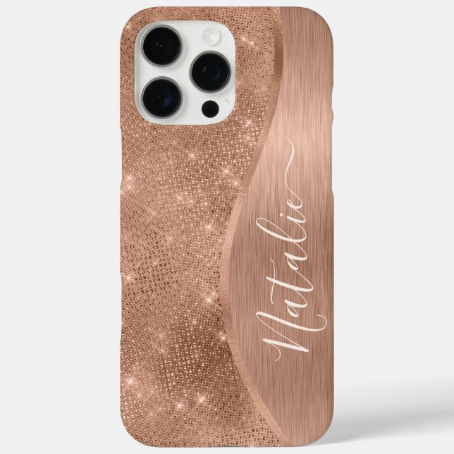 Metallic Rose Gold Glitter Personalised Case-Mate iPhone Case (Back)