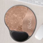 Metallic Rose Gold Glitter Personalised Gel Mouse Pad<br><div class="desc">Easily personalise this rose gold brushed metal and glamourous faux glitter patterned gel mouse pad with your own custom name.</div>