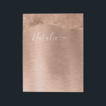 Metallic Rose Gold Glitter Personalised Notepad<br><div class="desc">Easily personalise this rose gold brushed metal and glamourous faux glitter patterned notepad with your own custom name.</div>