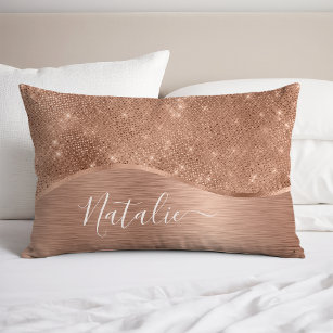 Metallic Rose Gold Glitter Personalised Pillowcase