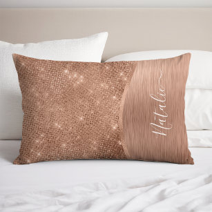 Metallic Rose Gold Glitter Personalised Pillowcase