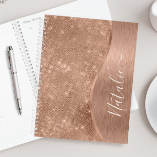 Metallic Rose Gold Glitter Personalised Planner