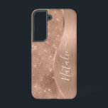 Metallic Rose Gold Glitter Personalized Samsung Galaxy Case<br><div class="desc">Easily personalize this rose gold brushed metal and glamorous faux glitter patterned phone case with your own custom name.</div>