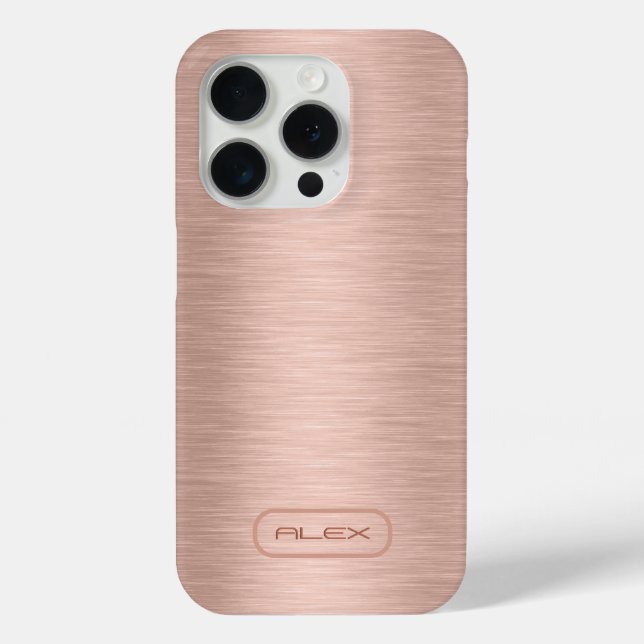 Metallic rose-gold texture, custom monogram Case-Mate iPhone case (Back)