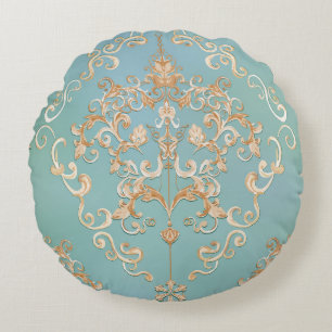 Metallic Rose Quartz: Glossy Texture Round Cushion