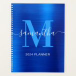 Metallic Royal Blue Signature Monogram Planner<br><div class="desc">Create your own girly personalised name and monogrammed planner or appointment book for her.
The royal blue faux metallic foil digital art graphic will print like a photo.
Bright blue and white contemporary monogram with elegant signature style calligraphy design can be customised.</div>