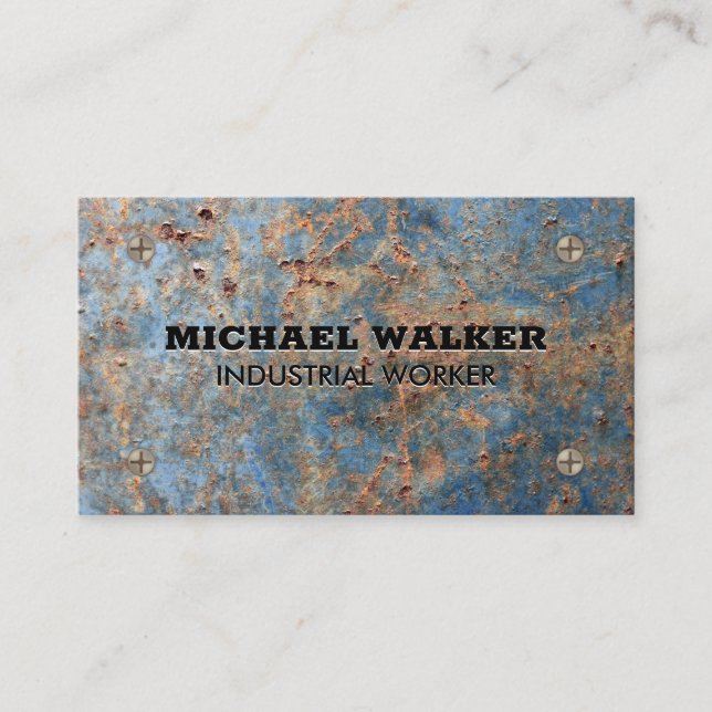Metallic Rusted Background | Industrial Screws Business Card (Front)