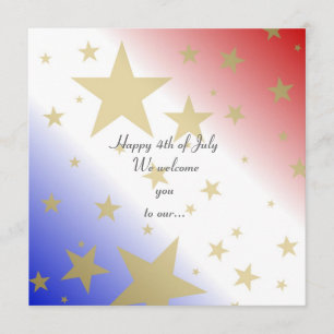 Metallic RWB 4th of July Barbeque Party Invitation