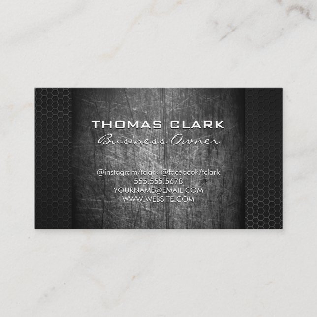 Metallic Scratched Background Business Card (Front)