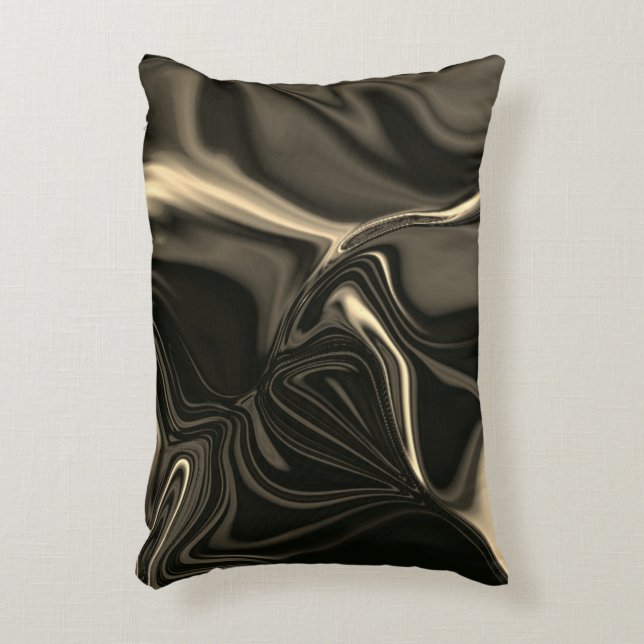 Metallic sepia curves over dark background decorative cushion (Front(Vertical))
