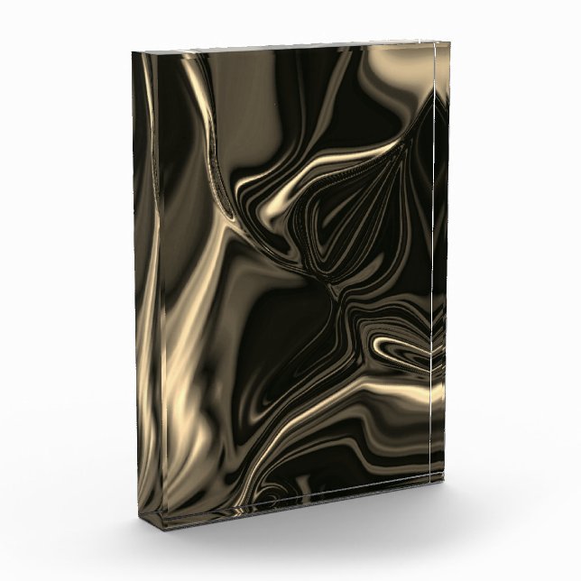 Metallic sepia undulations over dark background photo block (Left)