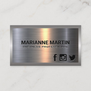 Metallic Shine Background   Social Media Icons Business Card