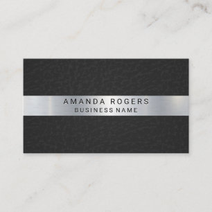 Metallic Shine   Black Leather Business Card