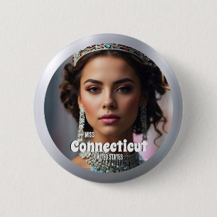 Metallic Shine Pageant Button Pin Custom Photo