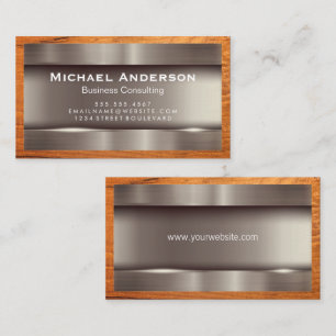 Metallic Shine   Wood Grain Business Card