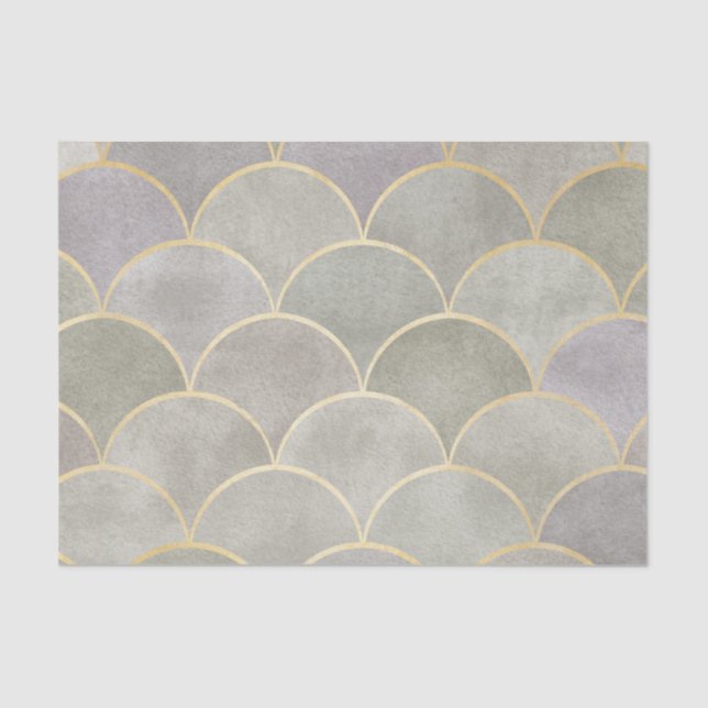 Metallic shiny art deco fan pattern, Deco, beautif Tissue Paper (Front)