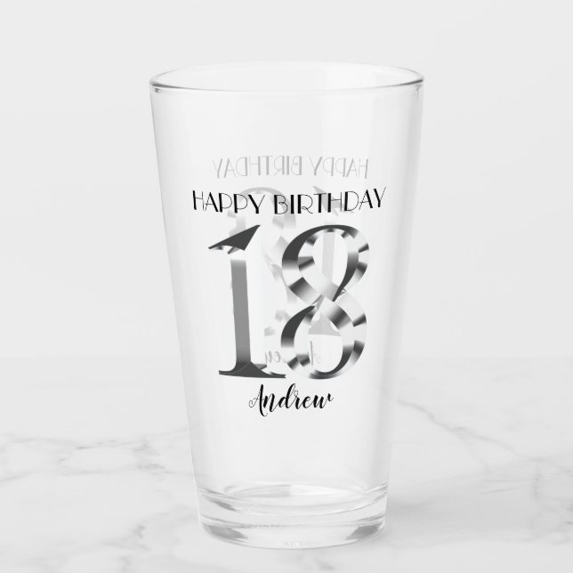 Metallic Silver 18th birthday Glass (Front)