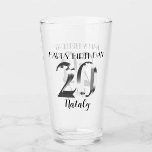 Metallic silver 20th birthday glass