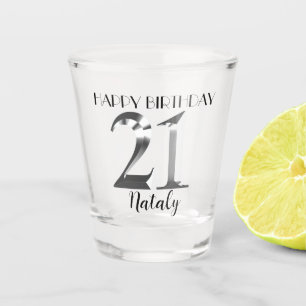 Metallic silver 21st birthday shot glass