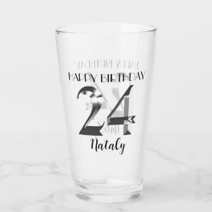 Metallic silver 24th birthday glass