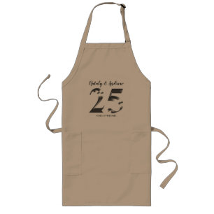 Metallic Silver 25th Wedding Anniversary Long Apron
